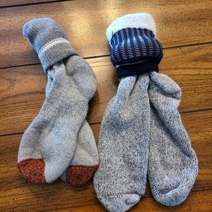 LIKE NEW, NEVER USED, TWO PAIRS OF THICK GREY SOCKS